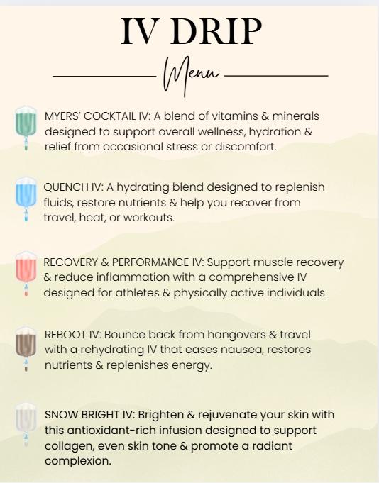 iv-menu1 image Foothills Spa & Aesthetics Center service menu page 1