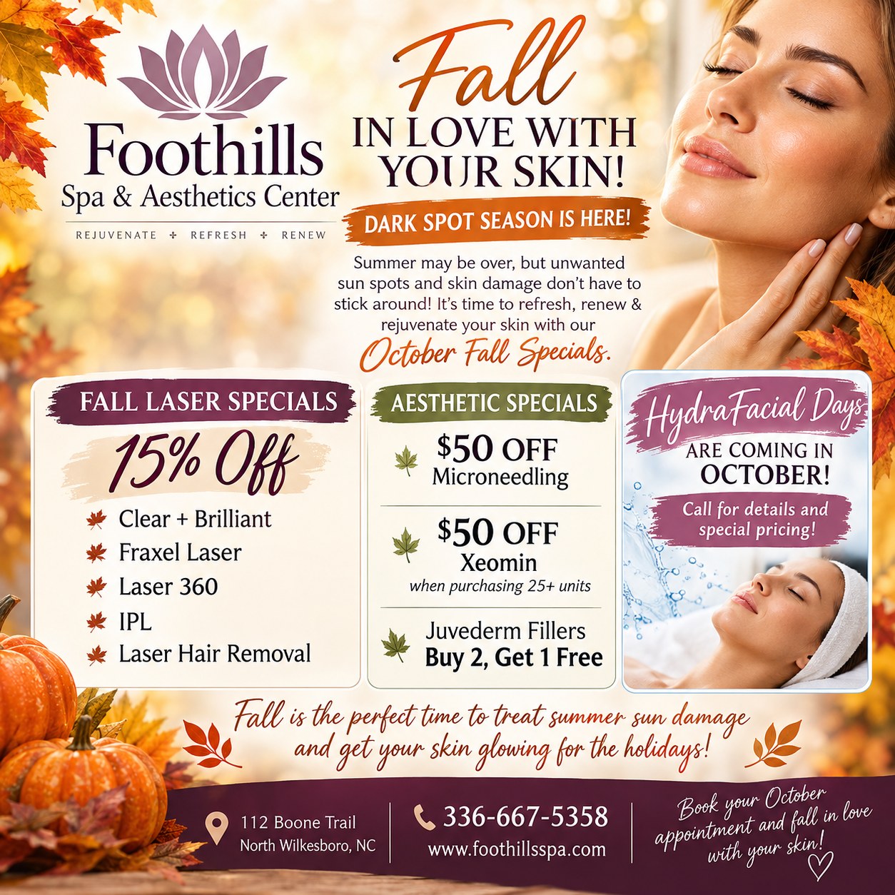 October Fall Specials at Foothills Spa